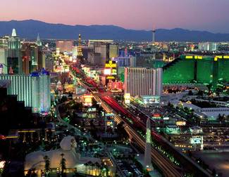 Aerial View of Las Vegas Strip at Sunset