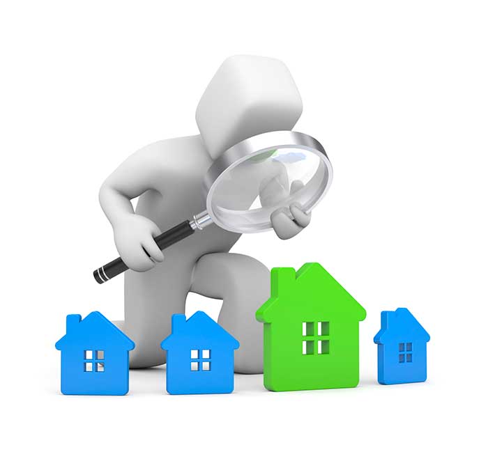Analyzing rental homes with magnifying glass