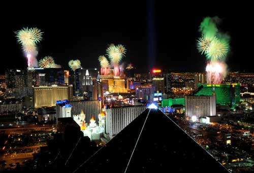Fireworks from the Foundation Room at Mandalay Bay