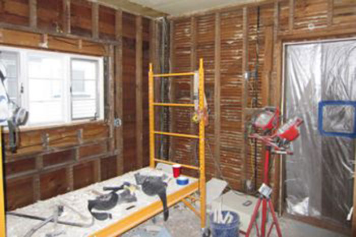Home interior broken down to studs during remodel